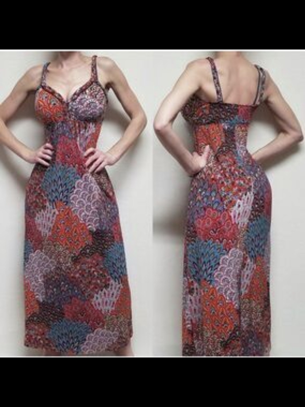 MOA MOA Woman 2X Patchwork Paisley Print Maxi Dress, Open Back - Picture 5 of 7